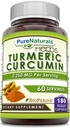 Pure Naturals Gurkemeje Curcumin med Bioperine 2250 mg per servering Supplement: 124; Veggie Kapsler: 124; Non- Gmo: 124; Gluten Free
