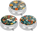 3 Pack Pill Box, Lille Pill sag for purse & Pocket, Cute Travel Medicine Organizer, Portable Medicine Container Holder til at holde vitaminer, Medicin, Fish Oil & Supplement, Smuk blomst