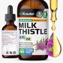BIO KRAUTER Milk Thistle Liquid Drops - Milk Thistle Silymarin Lever Support - Alkohol & sukker gratis tinktur for lever rense Detox - 2 Fl. Oz.