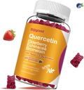 Quercetin Gummies med bromelain, Elderberry, Echinacea, Vitamin C D Zink - immunsystem support 60 Counts Pure Quercetin Gummies til børn og voksne