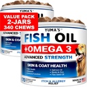 (2 Pack) Omega 3 Fish Oil for Dogs - 170 Chews - Skin and Coat Supplement - Omega 3 for Dogs - Tør & Itchy Skin Relief Treatment - Allergy Support Dog Anti Sheding Treats - Salmon - Chicken Flavor