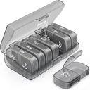 AUVON XL Weekly Pill Organizer 2 gange om dagen, Pill Box 7 Dag med One- Side store åbninger for nem at bruge, Gray AM PM Pill sag for Medicin, Vitaminer, Fiskeolier, Kosttilskud