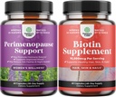 Bundle af Paumenopause Supplement for kvinder -Multifordel overgangsalder Relief for kvinder og Pure biotin piller for kvinder Mænd - Stop hårtab Tynde naturlige supplement til skinnende tykt hår vækst