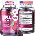 Beet Chews for High Blood Pressure - Beet Root Gummies Made in USA with Tart Cherry - Nitrooxid Kosttilskud til energi og Cardio Sundhed - Vegan, Ingen GMO, Pectin baseret - for kvinder og mænd, 60 Pcs