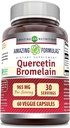 Amazing Nutrition Quercetin 800 Mg med Bromelain 165 Mg Veggie Kapsler Supplement 124; Non- Gluten Free Gluten 124; Lavet i USA; Egnet til vegetarer (60)