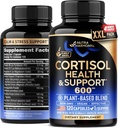 Cortisol supplement til kvinder - Holy Basilikum - 124; Ashwagandha - 124; Rhodiola - 124; L- Theanine - Plantbased Hormone Balance - Mood, Focus & Sleep Support - Made in USA - Vegan, Non- GMO - 120 kapsler til 4 måneder