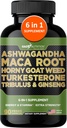 Gade Nutrition Ashwagandha with Maca Root, Horny Goat Weed, Turkesterone Supplement, Tribulus Terrestris, Panax Ginseng | 90 Vegetable Capsules for Energy, Stamina, Performance. | Made in USA