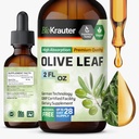 BIO KRAUTER Olive Leaf Extract Liquid - Olive Leaf Tinktur til immunstøtte - Alkohol og sukker gratis - Vegan Drops 2 Fl.Oz.