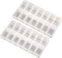 2 Pack OPP Clear Daily Pill Box Organizer, Am Pm Pill Organizer 7 dag, Ugentlig Pill Organizer 2 gange om dagen for piller, Kosttilskud og medicin, Lille Pill Box 7 dag, Medicin Organizer