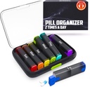 BEXEEN Ugentlig Pill Organizer 2 gange om dagen - Pill Box 7 Day Am Pm - Rejse Medicin Organizer to gange daglig Vitamin Holder Portable tillæg sag Uge morgen nat Med Dispenser Aftagelig Container
