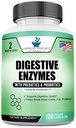 Digestive Enzymes Plus Probiotics & Prebiotics, 120 Veggie Capsules, For Digestion With Amylase, Bromelain, Papain, Lipase, Lactase, Protease, Papain, Cellulase, Vegan & Gluten Free, 2 Month Supply