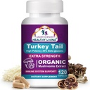 CANCER VIDENSKAB Tyrkiet Tail Wellness Mushrooms Supplement, USDA Certified Organic Extract, Extra Strength 1.500 mg, High Potency 40% Beta- glucans, Gut & immun Support, Natural fordøjelse, 120 Kapsler