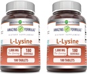 Amazing Formulas L- Lysin 1000mg Aminosyretabletter Supplement 124; Non- GMO
