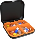 Pill Box Portable Pill Dispensing Box, Rejse Portable Pill Box, 4 -Segment Daily Portable Pill Organizer, Egnet til vitaminer, Medicin, Fish Oil (sort + orange)