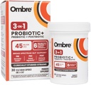 Ombre 3- in-1 Probiotisk, Prebiotisk og Postbiotisk for fordøjelsessygdomme & Gut Health - 45 Millioner CFU - Bloating, Forstoppelse & Gas Relief - Metaboliske og immunforsvar for kvinder & mænd, 30 dages forsyning