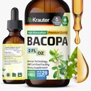 BIO KRAUTER Bacopa Monnieri Drops - Brahmi Brahmi kosttilskud - flydende Bacopa kosttilskud - Alkohol & sukker fri - Vegan 2 Fl.Oz.