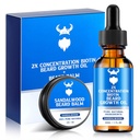 Beard Growth Oil & Beard Balm - Beard Growth Kit med 2X Koncentration Biotin til mænd, naturlige ingredienser med Argan Oil, Jojoba Oil og Vitamin (Sandalwood)