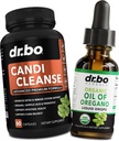 Candi Cleanse & Oregano Oil Drops - Extra Strength Probiotic Complex Cleanser & Organic Liquid - Natural Oral Herbal Captain Capsules & Oil of Oregano Drops Tincture Extract