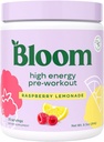 Bloom Nutrition High Energy Pre Workout med Beta Alanine, Ginseng og L Tyrosin for Amino Energy, Natural Koffein Powder fra Green Tea Extract, Keto, Sukker Free Drink Mix, Raspberry Lemonade
