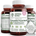 Natural Nutra Whole Food Complete Multivitamin and Mineral for Women and Men, Energy Booster, Helps Maintain Bone Health Supplement, Improves Brain Function and Skin, Help Enhance Immunity 60 Capsules