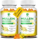 (2 Pack) 9 i 1 Mullein Gummies for Lung Cleanse & Detox, Extra Strength Mullein Leaf Extract w / Quercetin, Bromelain, Elderberry & Marshmallow for Respiratory, immun & fordøjelig, Vegan, 120 Count