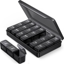 PULIV Pill Organizer 3 gange en dag i sort farve for beskyttelse af privatlivets fred, Bærbar Ugentlig Pill Box 7 dag for rejser, Stor Light-Proof Pill sag for vitaminer, Medicin, Kosttilskud og fiskeolier