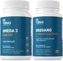 Dr. Tobias Omega 3 Fish Oil and Oregano & Caprylic Acid Supplements, Supports Heart, Brain, Immune with Gut Flora Balance Complex & Intestinal Health for Women & Men