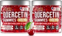 2 Pack - JOYLI Quercetin Gummies med Bromelain, Zink, C-vitamin & D3 - Sugar- Free Quercetin Supplement for immunforsvar & sæsonbetinget Wellness - 500 mg Quercetin til børn og voksne - 60 Gummies per pakning