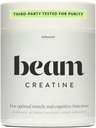 Beam Creatin Powder, Tredjeparts testet, Mikroniseret Creatin monohydrat supplement, Creatin for kvinder og mænd, Muskelstyrke, Workout Recovery, Lean Muscle Growth, 30 Servere, Unflavored