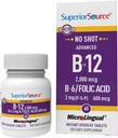 Superior Source NO Shot Advanced B-12 2,000 mcg B-6 / Folic Acid 600 mcg - Folic Acid for Women & Men - B Vitamins Supplement Supports Energy & Cell Health - 60 Sublingual Dissolving Tablets