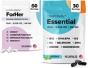Komplementering ForHer & Essential Vegan Multivitamin Bundle - 30-Day Wellness Support med Omega 3, B12, D3, Jern, Folate & Mere - Energi, Immunitet & Hormonal Balance