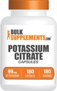 BulkSupplements.com Kalium Citrate Kapsler - Kalium Supplement, Kalium Citrate 99mg - Kalium Citrate Supplement, Kalium Pills - 1 Kapsel per servering, 180 Kapsler (pakning med 1)