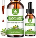 (2 Pack) Soursop Graviola Liquid Drops - 1800mg Soursop Extract - High Absorption Sour Sop Sop Liquid for Cell Support & Regeneration, Immunsupport, Antioxidant, Afslapning, Sugar Free - 1 Fl Oz