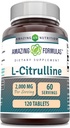 Amazing Formulas L Citrullin 2000mg Per Serving 120 tabletter Supplement 124; Aminosyre Supplement for mænd & kvinder; Non- GMO
