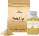 PURE ORIGINAL INGREDIENSER Burdock Root Extract Powder and Dandelion Root Capules Bundle, Powder & Capsules, Alwasy Pure, Lab- Verified