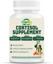 Cortisol supplement til kvinder Mænd, Hormonbalance, Magnesium, Ashwagandha, Rhodiola, L- Theanine, B6-vitamin & B12, Mood, Focus, Sleep Support, Vegan 60 Kapsler