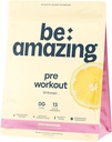BE AMAZING Pre Workout Powder, Vegan Supplement med 125mg Natural Koffein, Ashwagandha og Adaptogens, Sukker fri drikke mix for mænd og kvinder, Gluten fri, ikke GMO, Pink Lemonade, 30 Servere