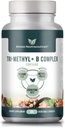 Tri-Methyl+ B Complex Methylated B Vitamins - Full Spectrum Methyl B Complex Vitamin Supplement For MTHFR Support with Active Forms of B12 Methylcobalamin, Adenosylcobalamin, and Methylfolate