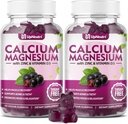Calcium Magnesium Zink med D3- vitamintilskud, sukkerfri Calciumgummier til kvinder Mænd, Høj Absorption Zinkgummier til ben & muskel & immunforsvar, Vegansk Elderberry Flavor - 120 Tæl