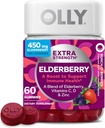 OLLY Extra Strength Elderberry Gummies, immun Support, 450mg Elderberry, C-vitamin, D-vitamin og zink, Berry - 60 Greve