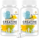 8- 1- Creatin monohydrat med BCAA & HMB, 5000 mg for mænd og kvinder, Creatin Chews for Muscle, Recovery, Endurance & Strength, High Absorption, Lemon Flavor, Sugar- Free, 180 Tablets