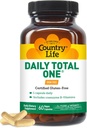 Country Life Daily Total One Multivitamin, Jernfri En gang om dagen Multivitamin & Multimineral Complex, Vitamin A, C, D, herunder Coenzym B- Vitamin, Understøtter energi Metabolisme, 60 Veganske kapsler