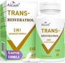 99% Ultra Renhed Trans- Resveratrol 1100mg, 3- in-1 Advanced Formel Organic Resveratrol Supplement, Max Antioxidant, Anti- Aging, Hud Sundhed, Cell Reparation, Boost NAD +, Immun & Energy, 60 Caps