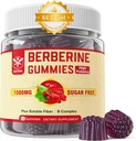 Berberine Supplement 1500mg med Opløselig Fiber, B1, B3 & B6, Sugar Free Berberine HCL Gummies, High Bioavailability AMPK Activitor for Mętâbõlisme Balanceret, Daglig fordøjelse & Body Mânâgęmęnt, 60 Cts