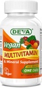 Deva Vegan Multivitamin og Mineral Supplement - Once- Per- Day Formel med grønne - Vitaminer A, C, D, E, B Complex, High- Potency Formulering for Daily Health and Wellness- 90 Overtrukne tabletter, 1- Pack