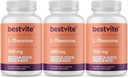 BESTVITE L- Theanin 200mg (360 vegetariske kapsler) (120 x 3) - Ingen stearater - Vegan - Ikke GMO - Gluten Free