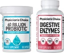 Physician's CHOICE - Optimal Gut Health Bundle: 60 Billion Probiotic 60ct + Digestive Enzyme 180ct for Digestive Comfort and Immune Support - Value Bundle