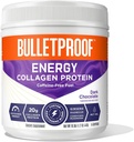 Bulletproof Dark Chocolate Energy Collagen Protein, 19.3 Ounces, Kaffefri brændstof med vitaminer og antioxidanter, Blend med Ginseng, Magnesium, Cordyceps Mushroom