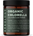 Erbology Organic Chlorella Powder 3.2 oz - 45 Servings - Sustainably Sourced in Spain - Body Cleansing and Immunity Support - Rich in Chlorophyll, B Vitamins, Iron and Phosphorus - Vegan - GMO-Free