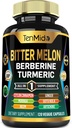 Bitter Melon Capsules - 10in1 Formula - Combine with Berberine, Ceylon Cinnamon, Turmeric, Moringa, Neem, Ginger, Gotu Kola, Artichoke, and Black Pepper - 120 Capsules for 4 Months Supply